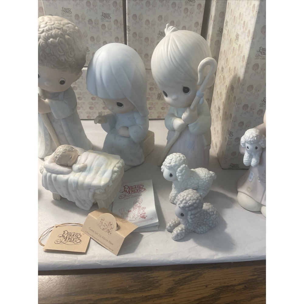 Precious Moments Come Let Us Adore Him 9 pc 9"- 10" Nativity Set #104523 & Boxes - Picture 15 of 16